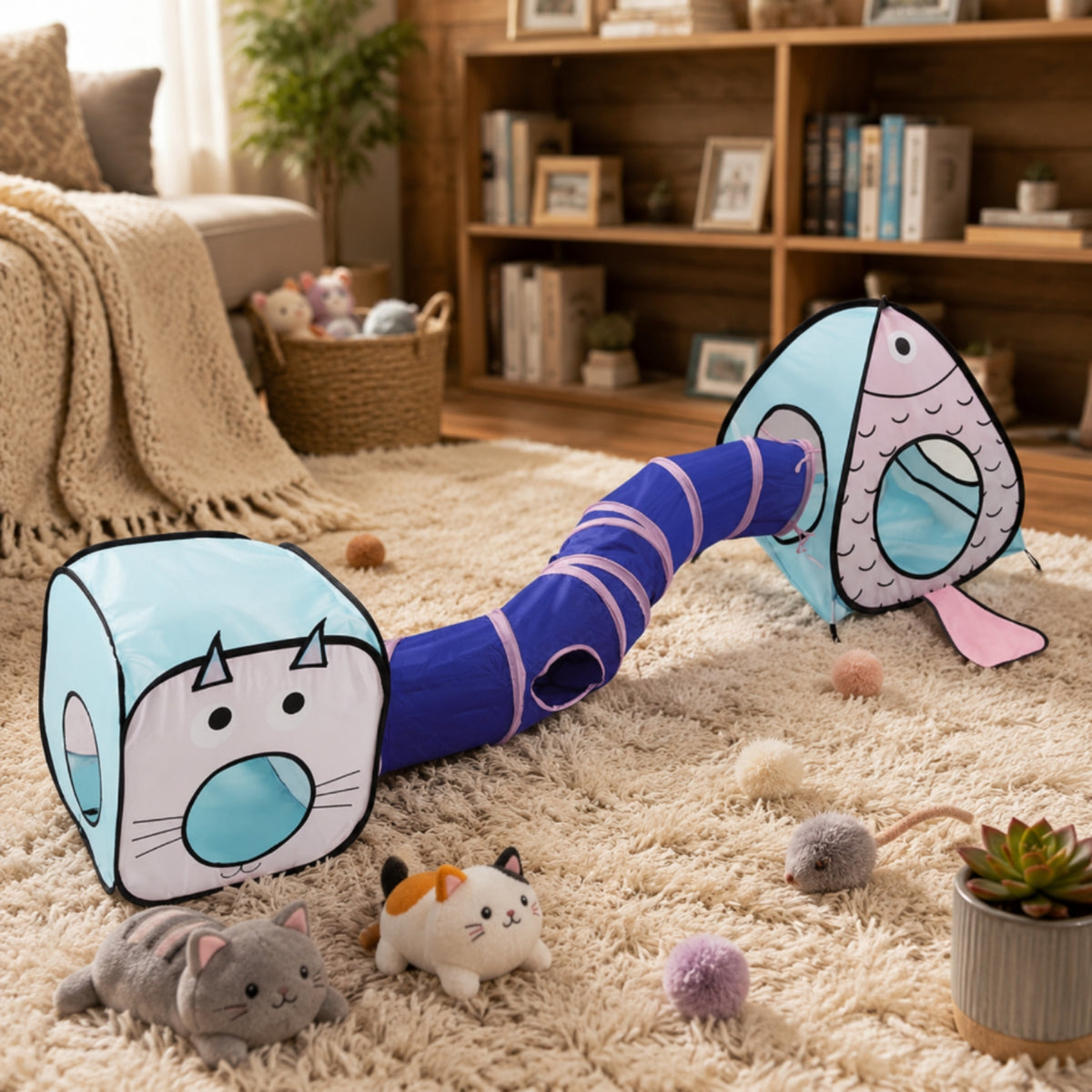 3 Pieces 3 Piece Cat Tunnel Tent Set All-Season Interactive Pet Tube Lightweight