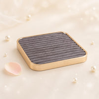 Aluminum Alloy Square Jewelry Display Tray Rounded Corners Striped Jewelry Organizer Tray Polished Shiny Rim Storage