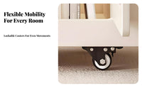 Cream design Rolling C-Shaped rotating Table Rotating surface Rolling C-Shaped Table Mobile with casters Bedside Stand Space-Saving for Apartment Dwellers, Homeowners, Remote Workers, Small Spaces, Living Room, Bedroom, Home Office