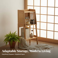 Japanese design Multi-Tier Rattan Cabinet Floor-Standing Rattan Accent Shelving Unit Open-Shelf design shelving unit Boho Inspired Design for Book Lovers, Students, Homeowners, Living Room, Home Office, Bedroom, Entryway