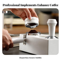 All-in-Single Organizer Espresso Tamper and Distributor Holder Multi-Size Compatible Portafilter Tamping Stand Non-Slip Base