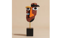 Abstract Human Face Statue Hand-Painted Abstract Face Sculpture Decor Geometric for Art Lovers, Living Room, Office