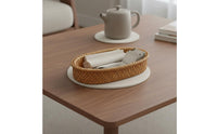 Nordic Design Wicker Bread Basket Multi-Purpose Oval Rattan Basket for Dining Table, Kitchen