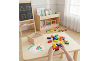50 Pieces Hands-On Learning Wooden Cube Blocks Set Includes Pattern Cards Spatial Reasoning Blocks Solid Wood Colored Stacking Cubes for Children, Preschoolers, Classroom, Homeschool