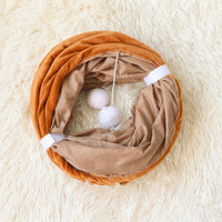 125cm Cat Tunnel with Flannel Warming Mat, Foldable Cat Tunnel and Cat Beds for Indoor Cats, Washable Enclosed Play Toy for Small Animals
