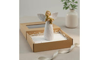 Angel Holding Dog Figurine Peaceful Embrace Resin Celestial Pet Keepsake for Desktop, Shelf Decor