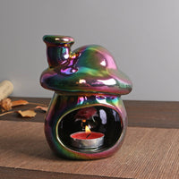 Multi-Functional Iridescent Fungus Incense Holder Ceramic Fungus Smudge Burner House Decoration for Meditation Practitioners