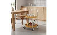 Space Saving Sofa End Table with Wheels Multifunctional Mobile End Table Nordic Design for Living Room, Small Areas, Bedroom