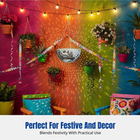 Handmade Mirror Disco Ball Hanging Planter Glass, Indoor Outdoor Basket, Christmas Decor