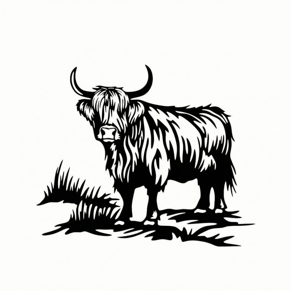 Scottish Cattle Silhouette Metal Art Farmhouse Shaggy Cow Wall Decoration Lightweight
