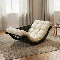 S-Curve Support Banana Shaped Lounge Chair Integrated Footrest Modern Rocking Lounger Sturdy Frame Modern Chaise Lounge Rocker Breathable Upholstery for Reading Nook