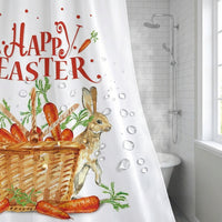 Easter Shower Curtain, Spring Easter Bunny Shower Curtain, Shower Curtain Cute Bunny Eggs Printing Washroom Shower Curtain Machine Washable for Homeowners, Bathroom