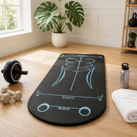 Non-Slip Exercise Mat with Alignment Lines Floor-Protecting Ab-Wheel Training Mat Cushioned for Home Gym, Indoor Workouts