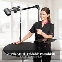 Pet Grooming Table Arm Multi-Functional Grooming Table Dryer Stand Metal Construction Hands Dryer Holder for Home Groomers, Dehydrating
