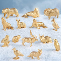 14 Pieces Gold Animal Figurines Shiny Plastic Animal Models Miniature Toy Animals Small for Collectors, Kids, Tabletop Decoration, Desk Display, Classroom
