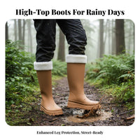 Knee-High Rain Boots Non-Slip Sole Tall Rain Boots Easy to Clean Elevated Wellingtons for Gardeners, Commuters, Rainy Days, Slippery Ground, Outdoor