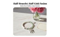 Longevity Lock Bracelet Good Luck Amulet Half Bangle Half Chain Bracelet