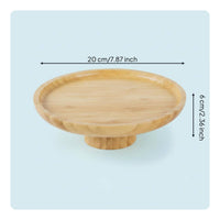 Vintage Design Wooden Cake Stand Sturdy and Stable Rustic Pedestal Stand Multi-Purpose Round Wood Serving Platter Hand Polished for Afternoon Tea, Party, Wedding