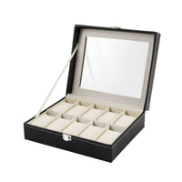 Watch Storage Box Leather Organizer Transparent for Dresser, Men