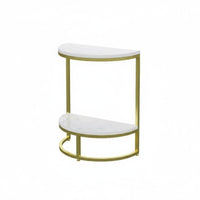C-Shaped Design dual-level Halfcircular table Modern aesthetic 2-Tier Accent Table Space-Saving Nightstand Movable for Apartment Dwellers, Homeowners, Students, Living Room, Bedroom, Small Spaces, Entryway