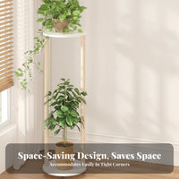 Floor-Standing Design Round Pedestal Stand alabaster Finish Decorative Pot Pedestal Minimalist Aesthetic Plant Holder Space Saving for Gardeners, Home Decorators, Homeowners, Living Room, Indoor, Indoors, Bedroom