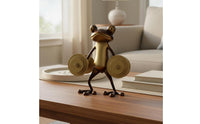 Weightlifting Frog Statue Shiny Finish Fitness Frog Figurine Artistic Decor Wildlife Sculpture for Office, Bookshelf
