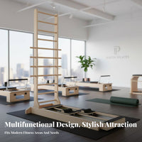 Multi-Directional Pilates Ladder Adjustable Sliding Base Pilates Ladder Barrel Professional Grade Core Training Barrel for Seniors, Adults, Gym