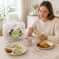 Portable 24-Piece Outdoor Camping Dinnerware Set for Four People, Eco-Friendly Picnic Bag, Cookware and Bowl Set