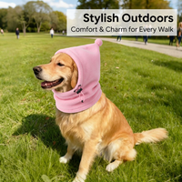Dog Fleece Hooded Scarf, Windproof Pet Winter Scarf, Thick Fleece Headwear for Cold Weather, Adjustable Drawstring Neck Warmer, Full Head Coverage