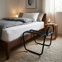 Black Metal Bed Assist Stool Cylindrical Bedside Standing Aid Flat Platform Bedside Stool Compact for Bedroom