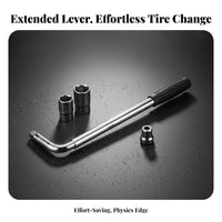 Labor Saving 4 Way Wheel Wrench Heavy Duty 4 Way Lug Wrench Universal Fit Sockets for DIYers, Emergency, Roadside