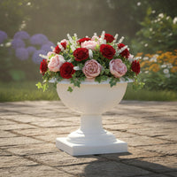 Pedestal Planter Roman-Style Urn Planter Raised-Relief Flower Pot for Gardeners