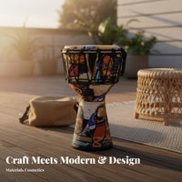 Lightweight 8.5 Inch Djembe Portable Djembe Deep Echo Percussion Instrument Rope Tuned for Travelers, Music Lovers, Stage Performance, Performances, Festivals, Outdoor Gathering