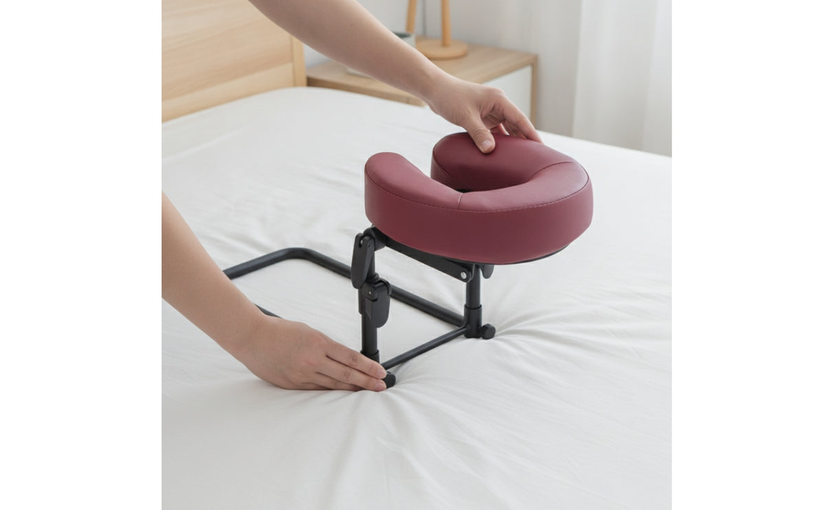 Massage Prone Pillow with Metal Frame Stable Face down Pillow with Padded Cushion Ergonomic Massage Headrest for Chiropractors