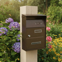 Wall-Mounted Mailbox Metal Mailbox with Lock and Key Postbox Upright Letterbox Rectangular for Homeowners, Outdoor, Villa