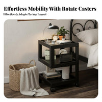Compact Organizer 3-Tier Rolling Utility Trolley Minimalist Design 3-Tier Swivel Storage Stand Sturdy Construction Bedside Table Mobile with Wheels for Homeowners, Office Workers, Bedroom, Small Areas, Dorm Room, Bathroom