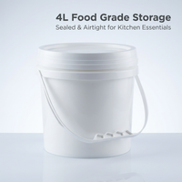 4L Food Storage Container with Lid, Airtight Food Storage Bucket, Kitchen Storage Boxes with Lids for Food, 4 Litre Food Storage Container