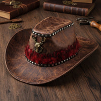 Cowboy Hat with Deer Head Western Steampunk Hat Soft for Cosplayers