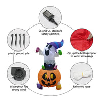 1.5m Halloween Inflatable Candy Pumpkin Ghost Decoration with Light, UK Plug