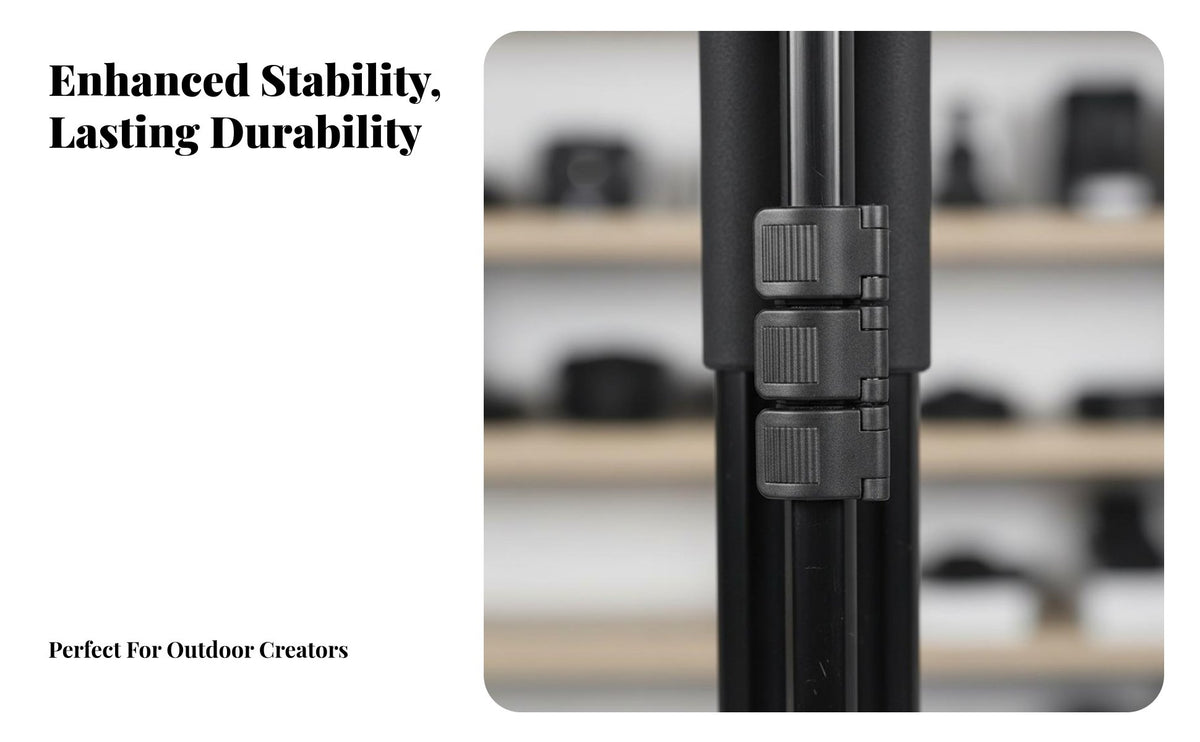 Multi-Angle Adjustment Aluminum Alloy Tripod Lightweight Camera Tripod Universal Compatibility Portable Camera Stand Stable Structure for Content Creators, Photographers, Outdoor, Night Fishing, Travel, Studio