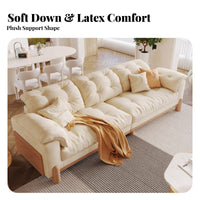 3-Seater plush Sofa Japanese Inspired 3-Seater Sofa Wood Frame Couch for Homeowners, Young Adults, Apartment, Studio Flat, Lounge Area