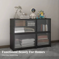 Dust-Proof Organizer Shelf with Doors Large Capacity Multi-Layer Display Cabinet Multifunctional for Renters, Bedroom, Living Room, Entryway