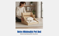 Vintage Design Wooden Pet Sofa with Headboard Shelf Long-Lasting Construction Miniature Pet Sofa Easy to Clean Pet Bed Year-Round Use for Indoors, Living Room, Bedroom, Corner
