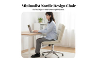 Height Adjustable Armless Rolling Chair with Ribbed Back 360-Degree Swivel Upholstered Armless Rolling Chair High-Density Cushion Vanity Stool Internationally Certified Gas Lift for Home Office Workers, Students, Adults, Study Room, Bedroom