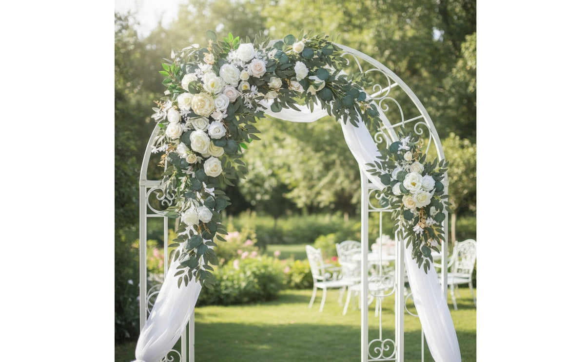 Wedding Arch Flowers Asymmetrical Floral Arch Swag Cascading Artificial Floral Swag for Brides, DIY Decorators, Reception Backdrop