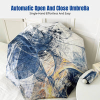 Foldable Five-Fold Sun Umbrella, Lightweight, Black Coating, Automatic, Dual-Use, Unisex, Artistic Abstract