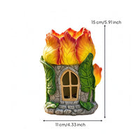 Stone-Textured Cottage Ornament Arched Window Floral House Ornament Carved Leaves for Lawn