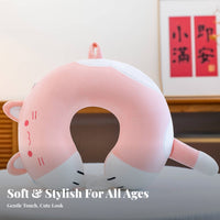 Cartoon Curved Design D Neck Gentle Support & Comfortable Curved Design D Travel Pillow Ergonomic Design Memory Foam Neck Support for Adults, Kids