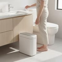 Odor-Sealing Lid Narrow Space Trash Bin Large Capacity Press Top Wastebasket Space-Saving Design Slim Lidded Trash Can Easy to Clean for Tight Areas, Kitchen, Bedroom, Office