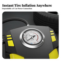 Built-in LED Light Portable Tire Inflator Multi-Purpose Vehicle Accessory Fast Inflation Automotive Tool Digital Pressure Gauge for Enginecyclists, DIY Enthusiasts, Roadside Emergency, Travel, Outdoor, Camping Trips